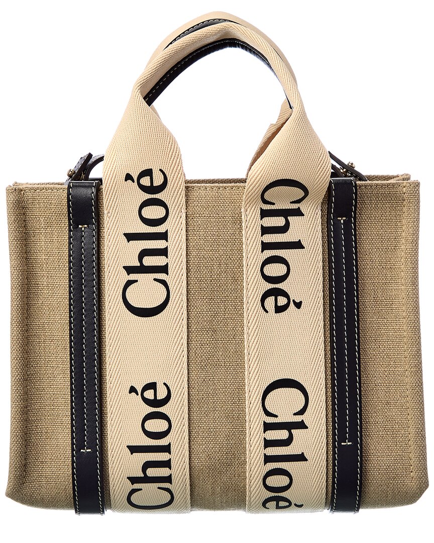 Chloé Woody Small Canvas & Leather Tote, Os, Blue