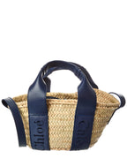 Chloé Sense Small Raffia & Leather Basket Tote