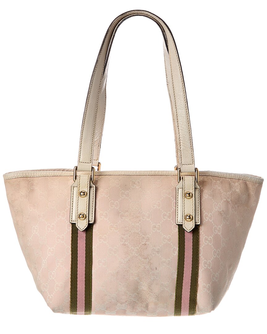 Gucci Pink Monogram Coated Canvas Medium Jolicoeur Tote Pink (Authentic Pre-