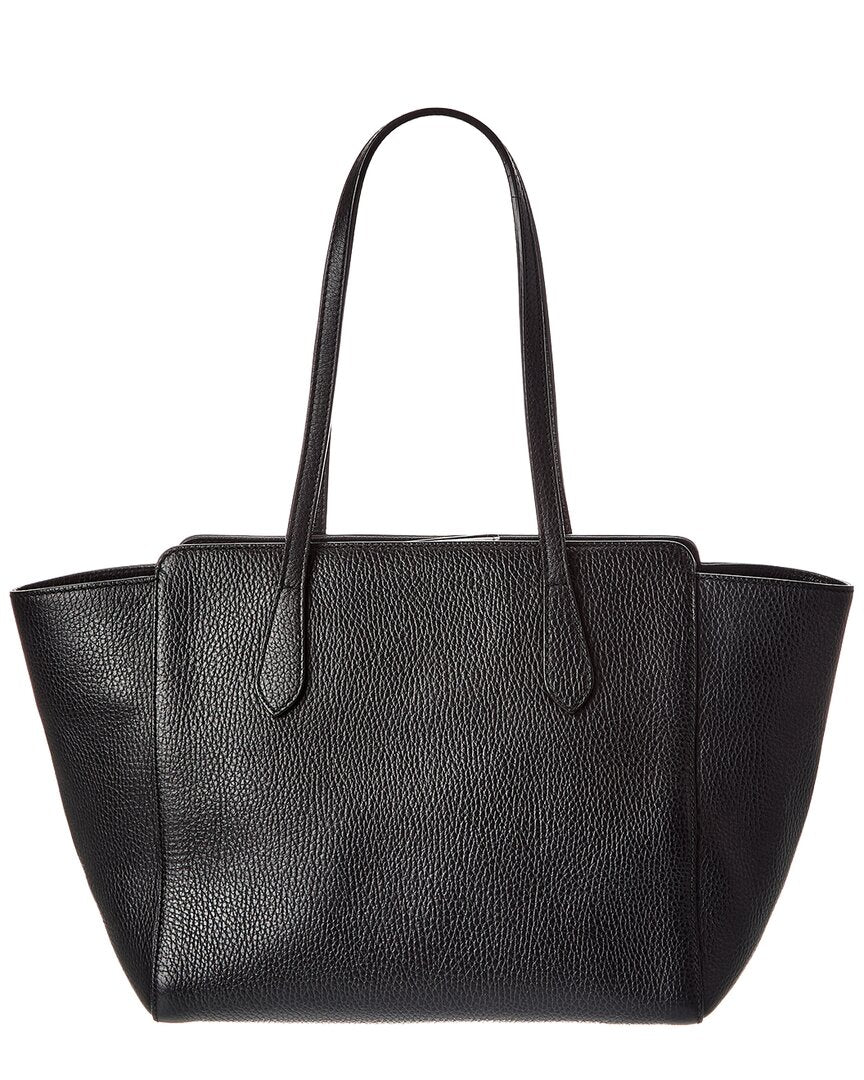 Gucci Black Pebbled Calfskin Leather Small Swing Tote (Authentic Pre-Loved)