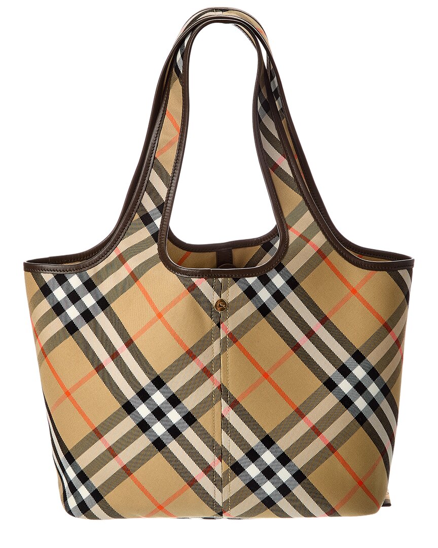Burberry Check Canvas & Leather Tote (Authentic Pre-Loved)