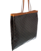 Celine Large Flat Triomphe Canvas & Leather Shopper Tote
