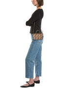 Fendi Roll Mini Ff Raffia & Leather Tote