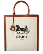 Celine Logo Canvas & Leather Tote