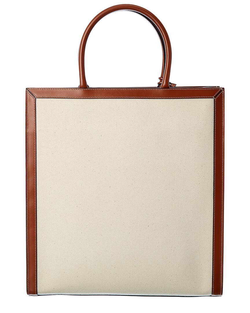 Celine Logo Canvas & Leather Tote
