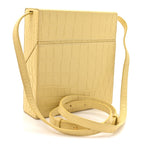 Calfskin Crocodile Embossed Daisey Box Clutch Yellow