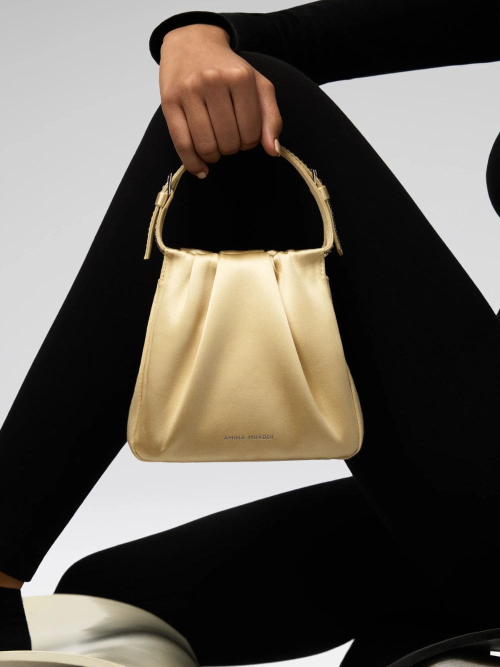 Vittoria Butter Satin Bag with Crystal Handle