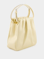Vittoria Butter Satin Bag with Crystal Handle