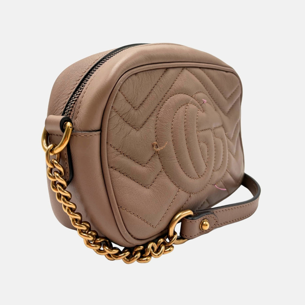 Marmont Camera Bag Taupe Matelassé Leather Mini