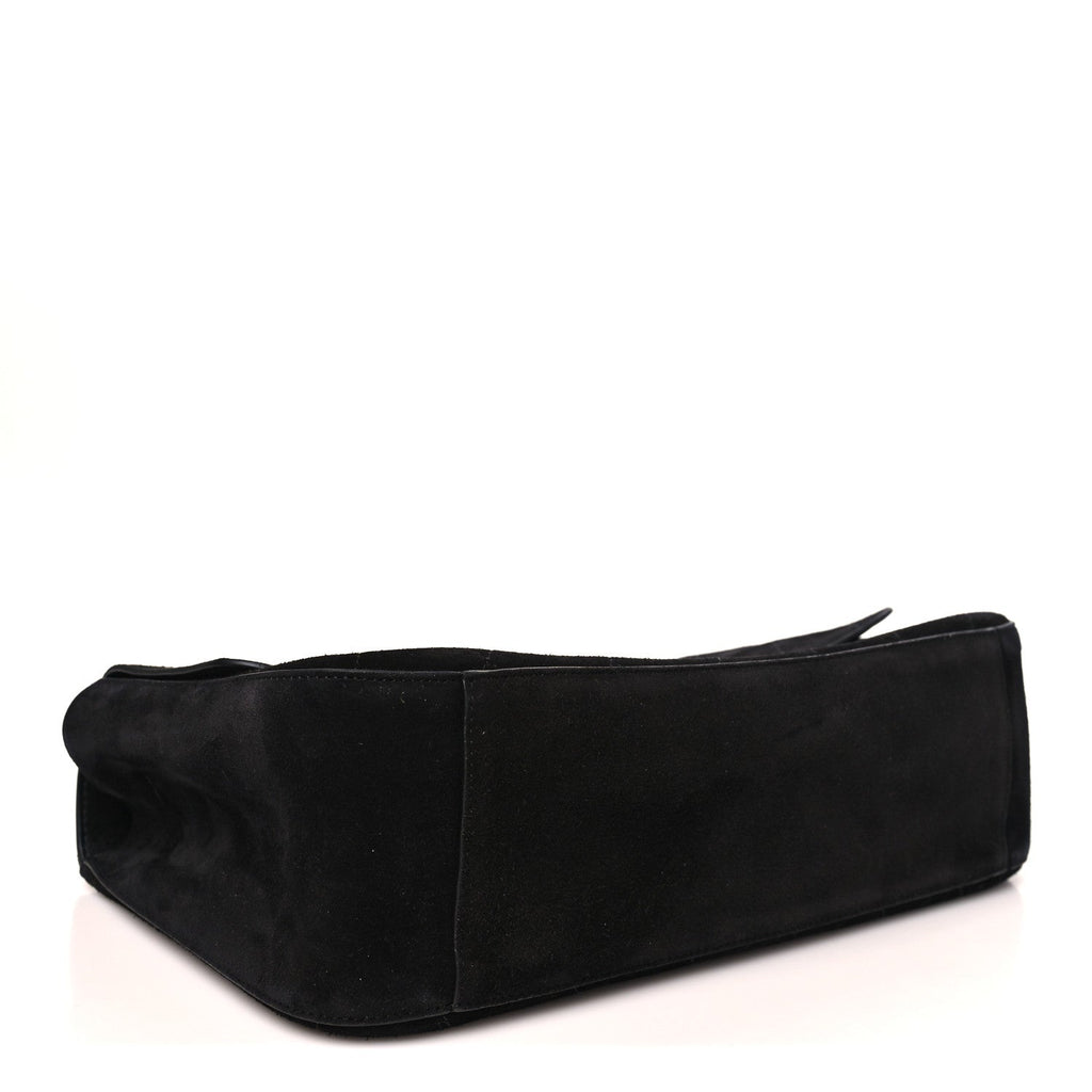 Suede Calfskin Small Souplissimo Maxi Flap Black