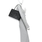 Caviar Quilted Medallion Tote Black