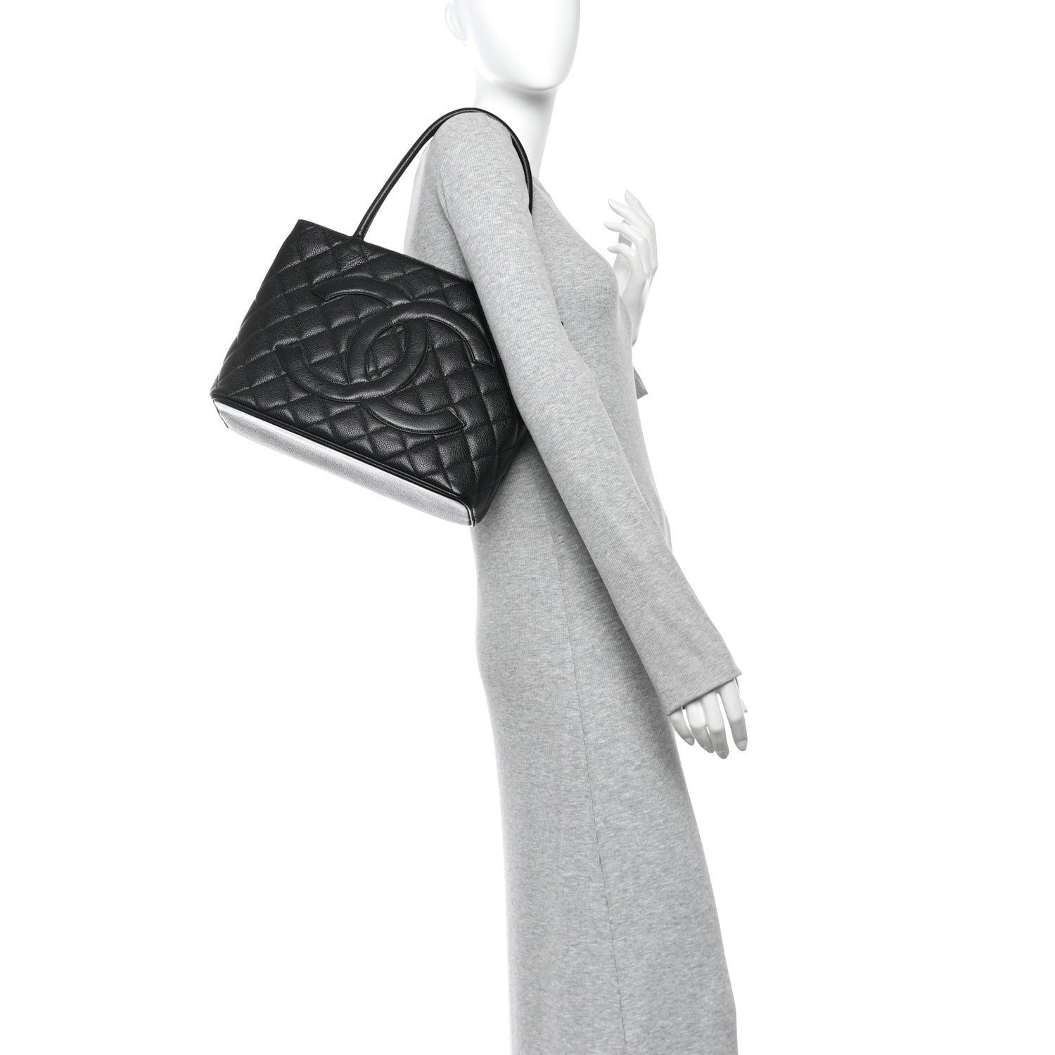 Caviar Quilted Medallion Tote Black