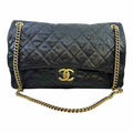 CHANEL Black Leather Quilted caviar Handbag