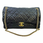 CHANEL Black Leather Quilted caviar Handbag