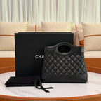 CHANEL 31 BAG 23A MINI WRINKLED CALFSKIN BLACK & GOLD HARDWARE CHIP MODEL