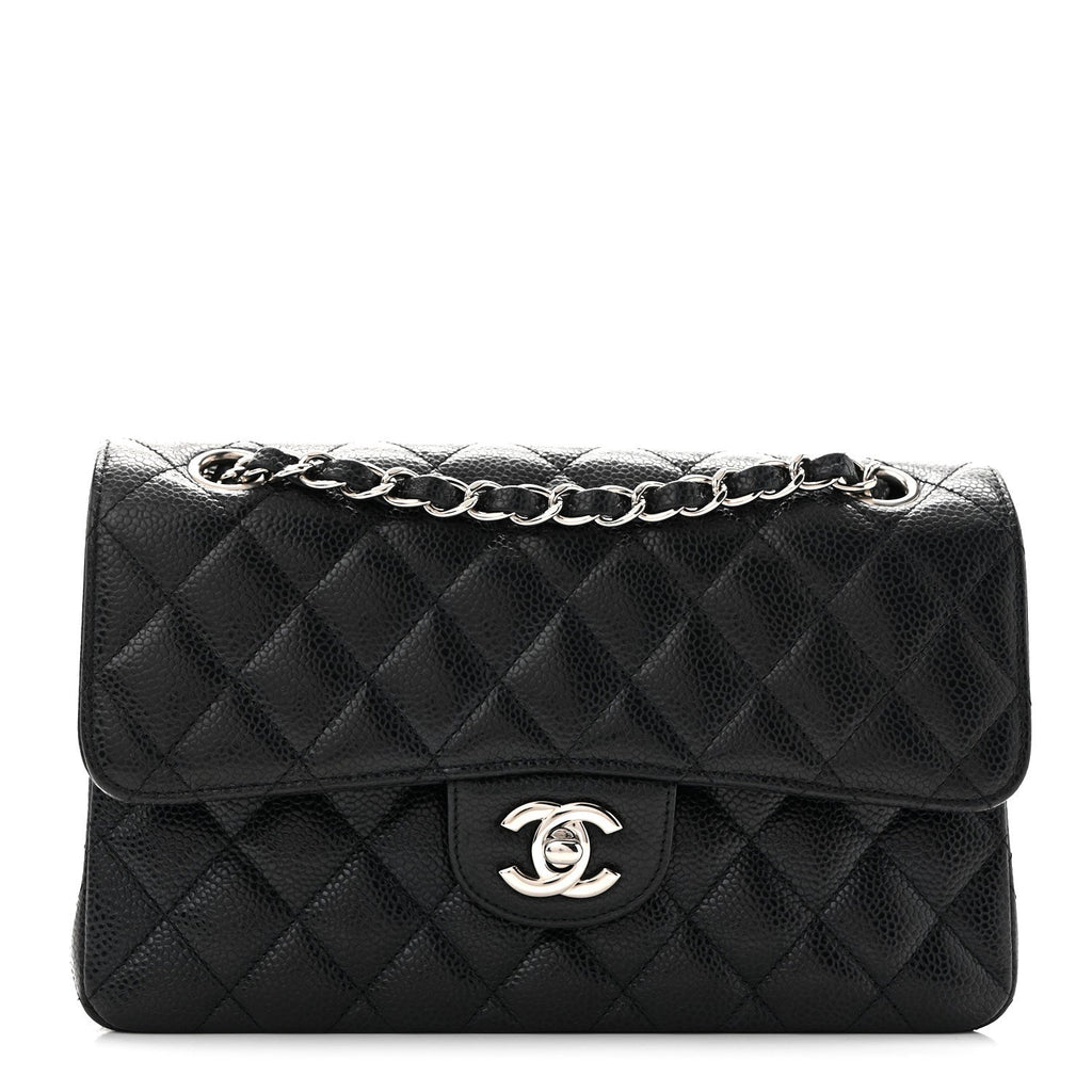 Caviar Quilted Small Double Flap Black