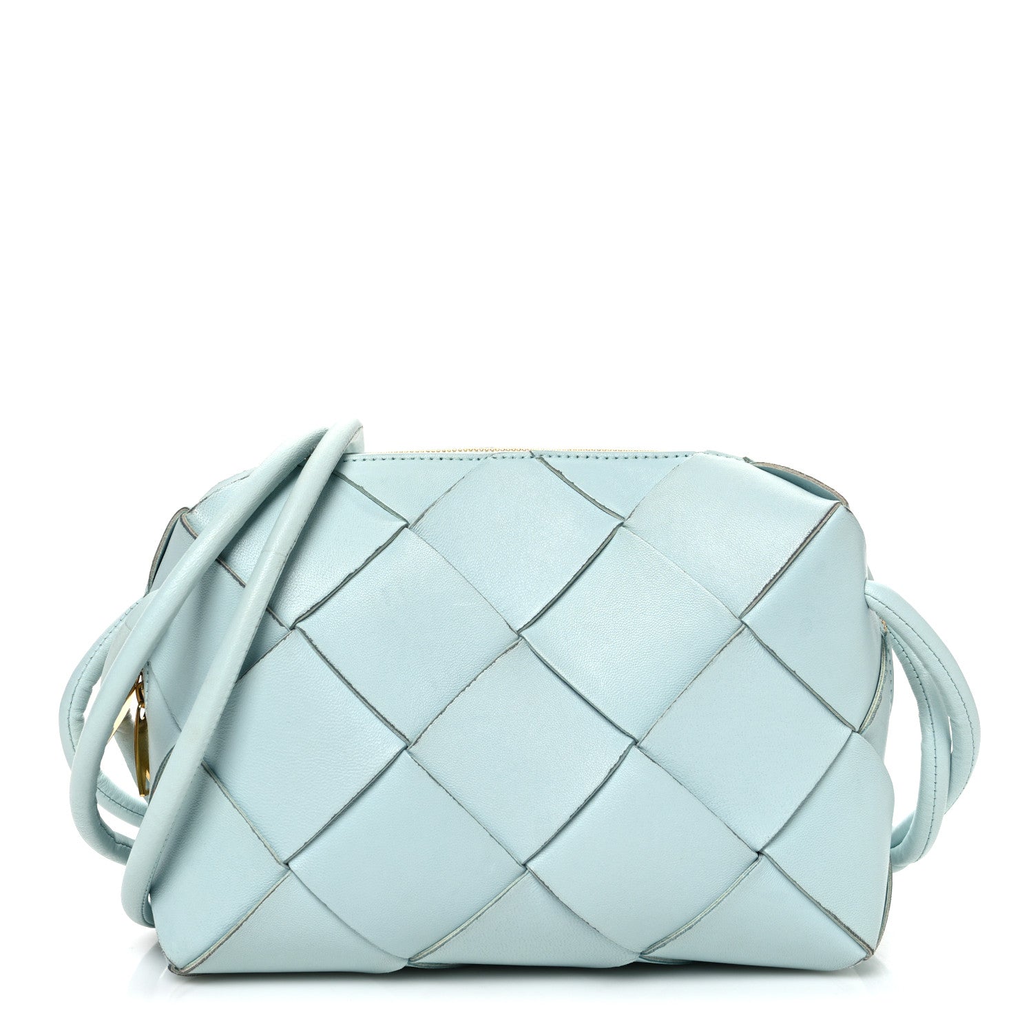 Lambskin Maxi Intrecciato Small Cassette Camera Bag Teal Washed