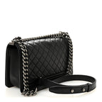 Lambskin Quilted Medium Boy Flap Black
