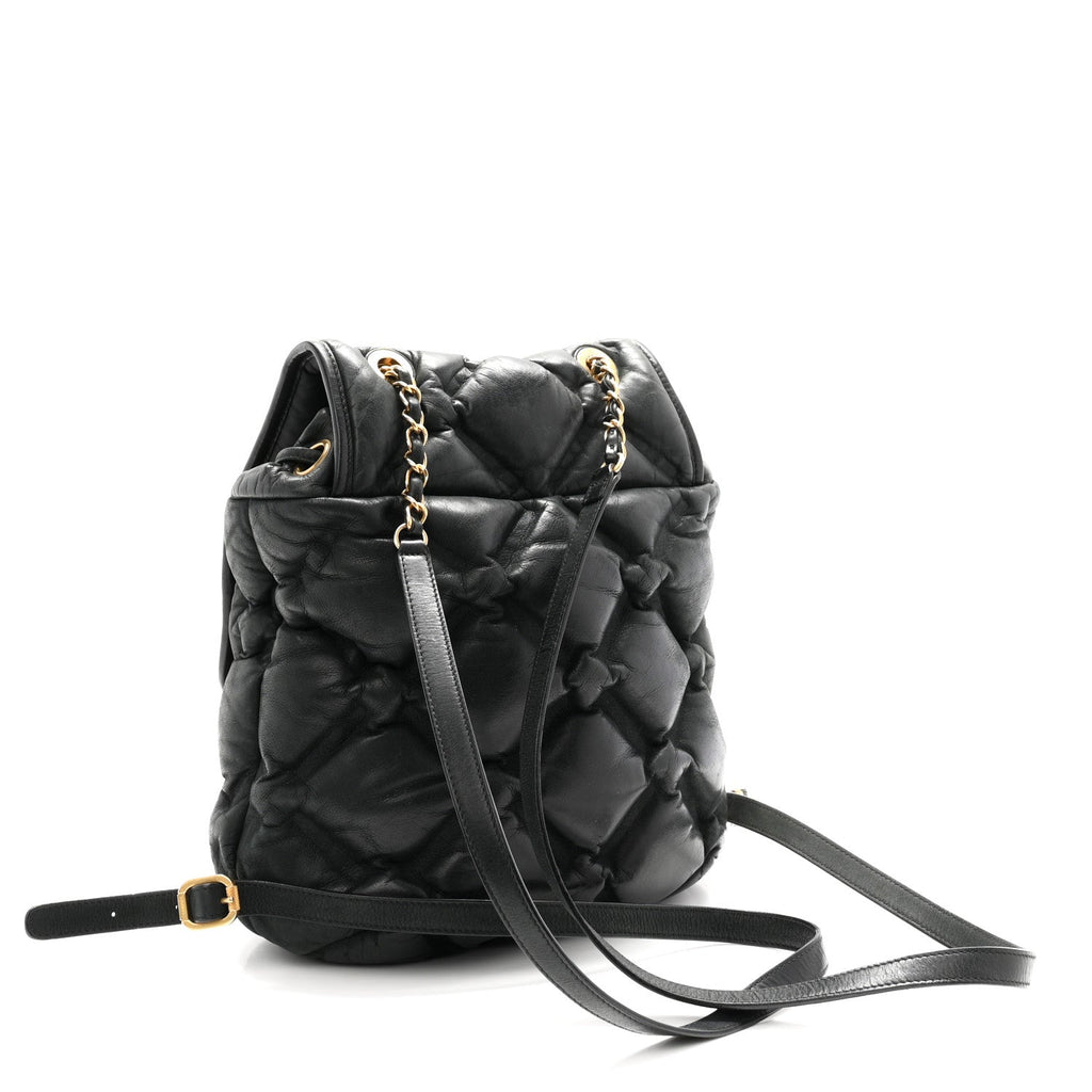 Iridescent Calfskin Quilted Chesterfield Backpack Black