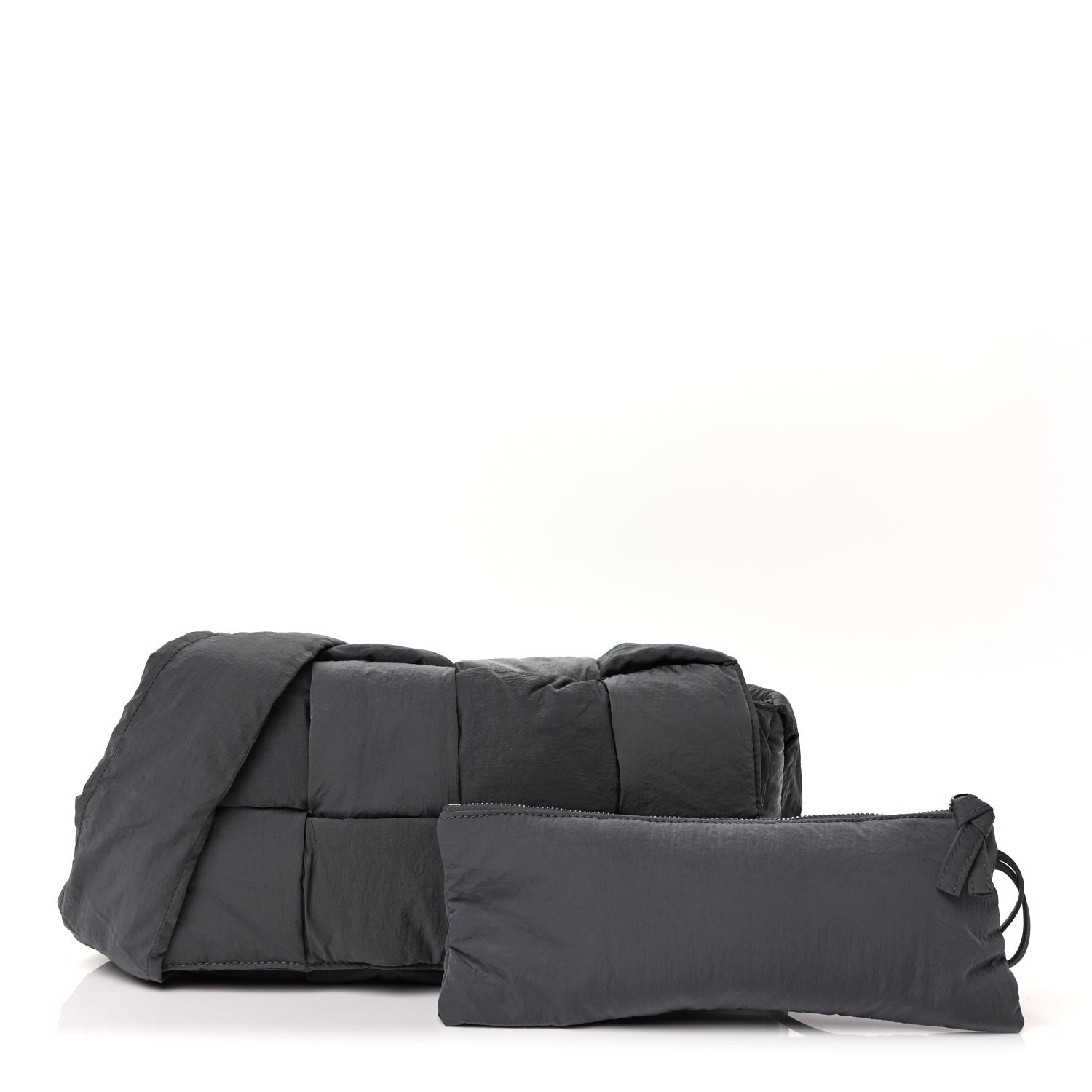 Nylon Intrecciato Padded Tech Cassette Bag Dark Grey
