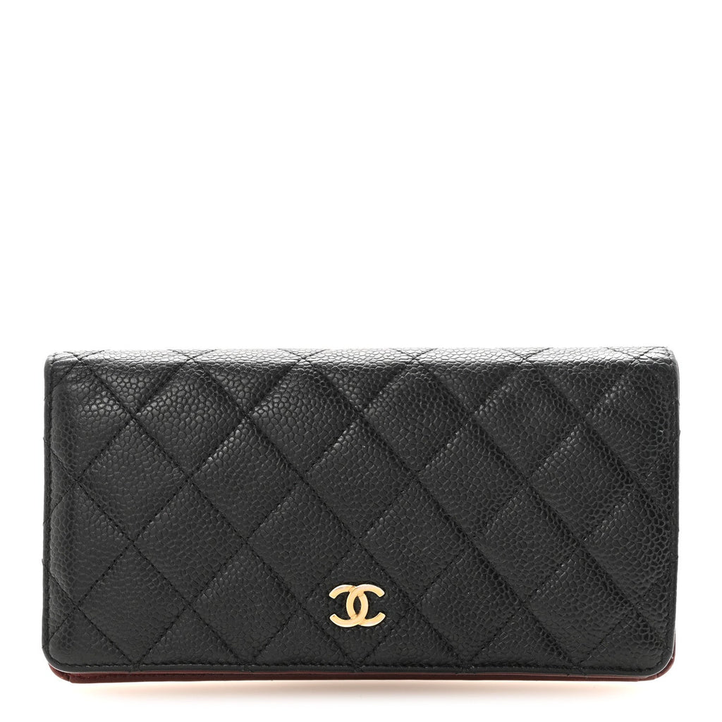 Caviar Quilted Yen Wallet Black