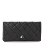 Caviar Quilted Yen Wallet Black