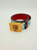 Belt Luxury Designer By Gucci In Blue & Tan, Size:Medium