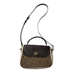 Crossbody Designer By Coach In Brown & Cream, Size:Small