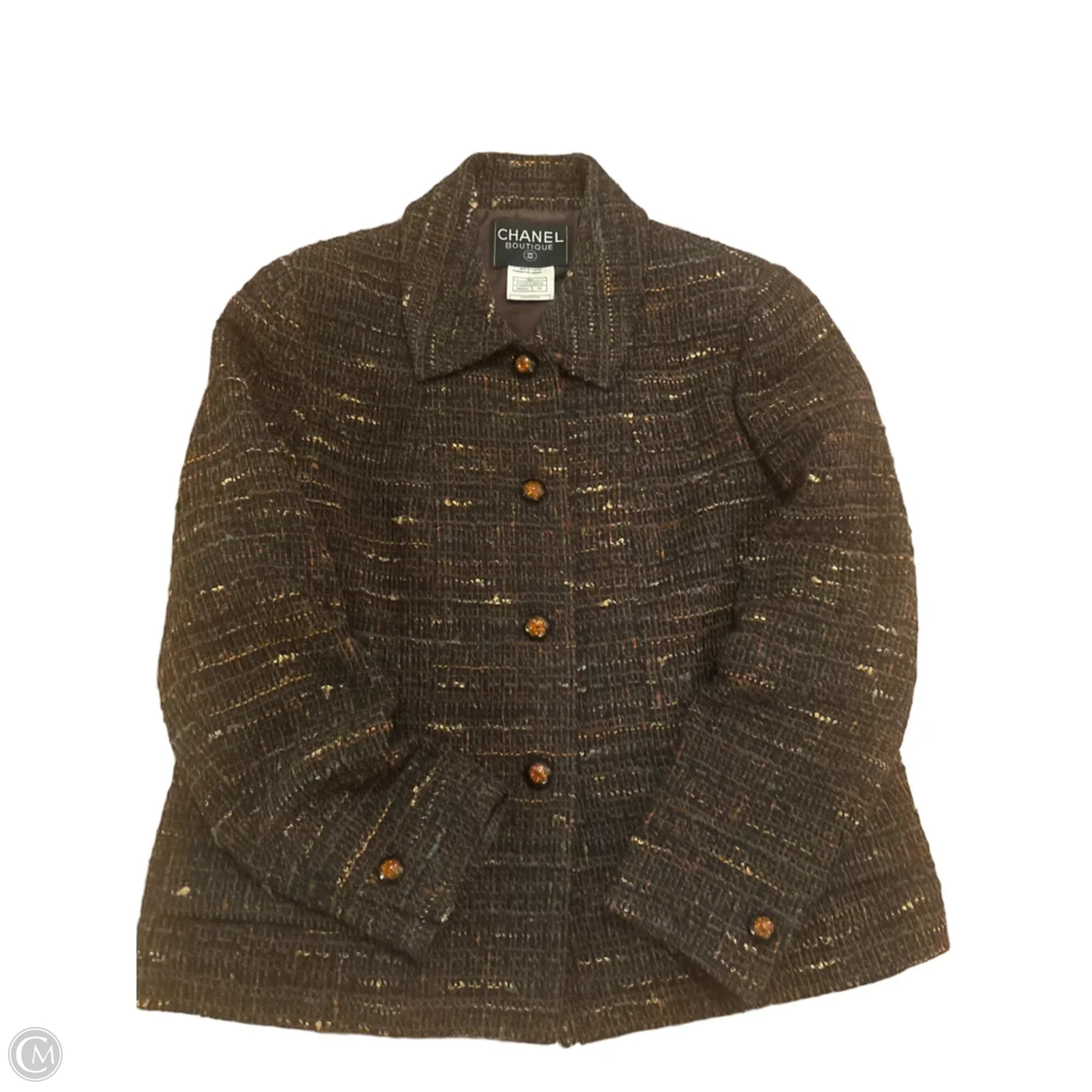 Blazer Luxury Designer By Chanel In Brown, Size: Xl