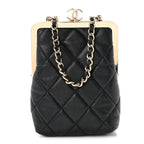 Lambskin Plexi Quilted CC Evening Clutch With Chain Black