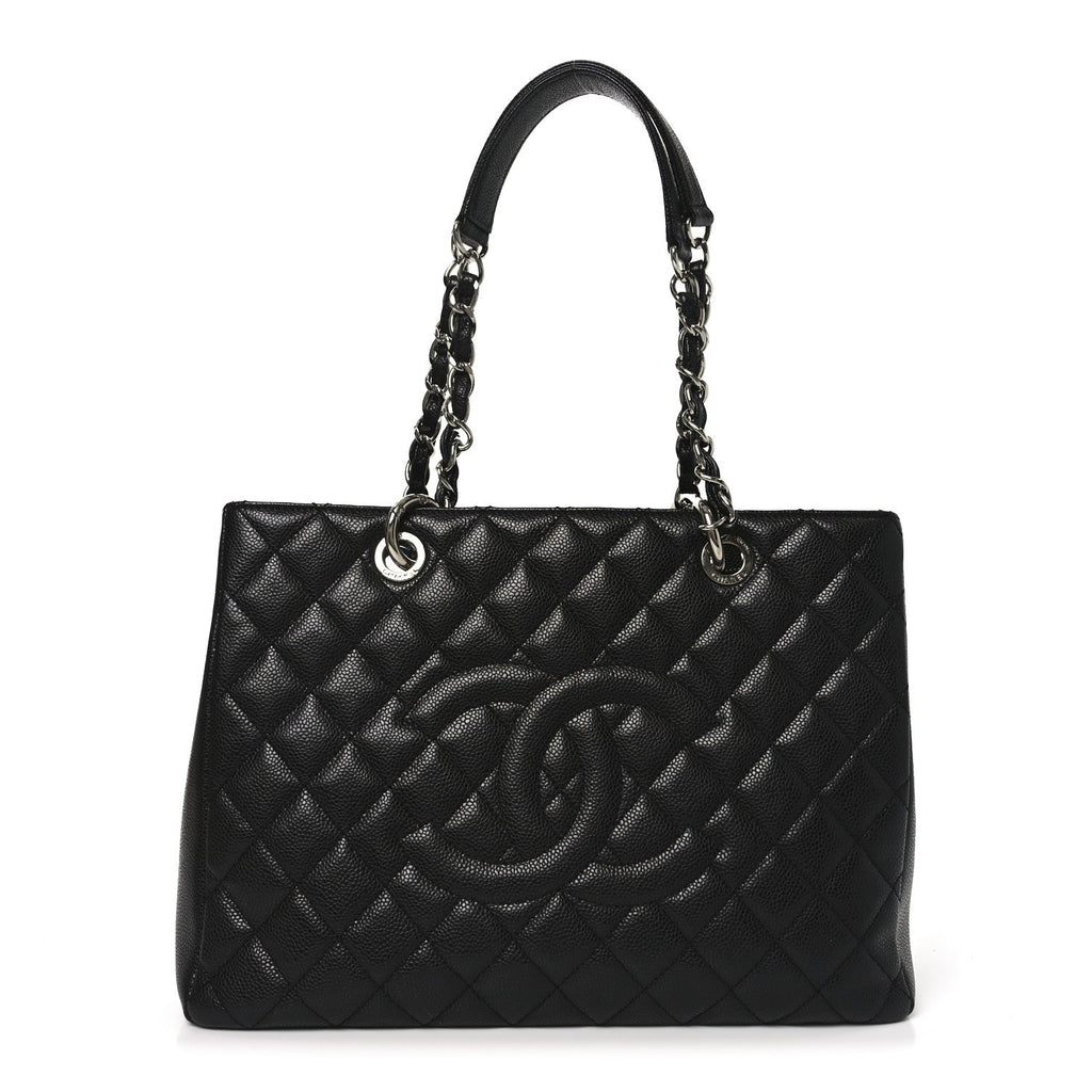 Caviar Quilted Grand Shopping Tote GST Black