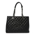 Caviar Quilted Grand Shopping Tote GST Black