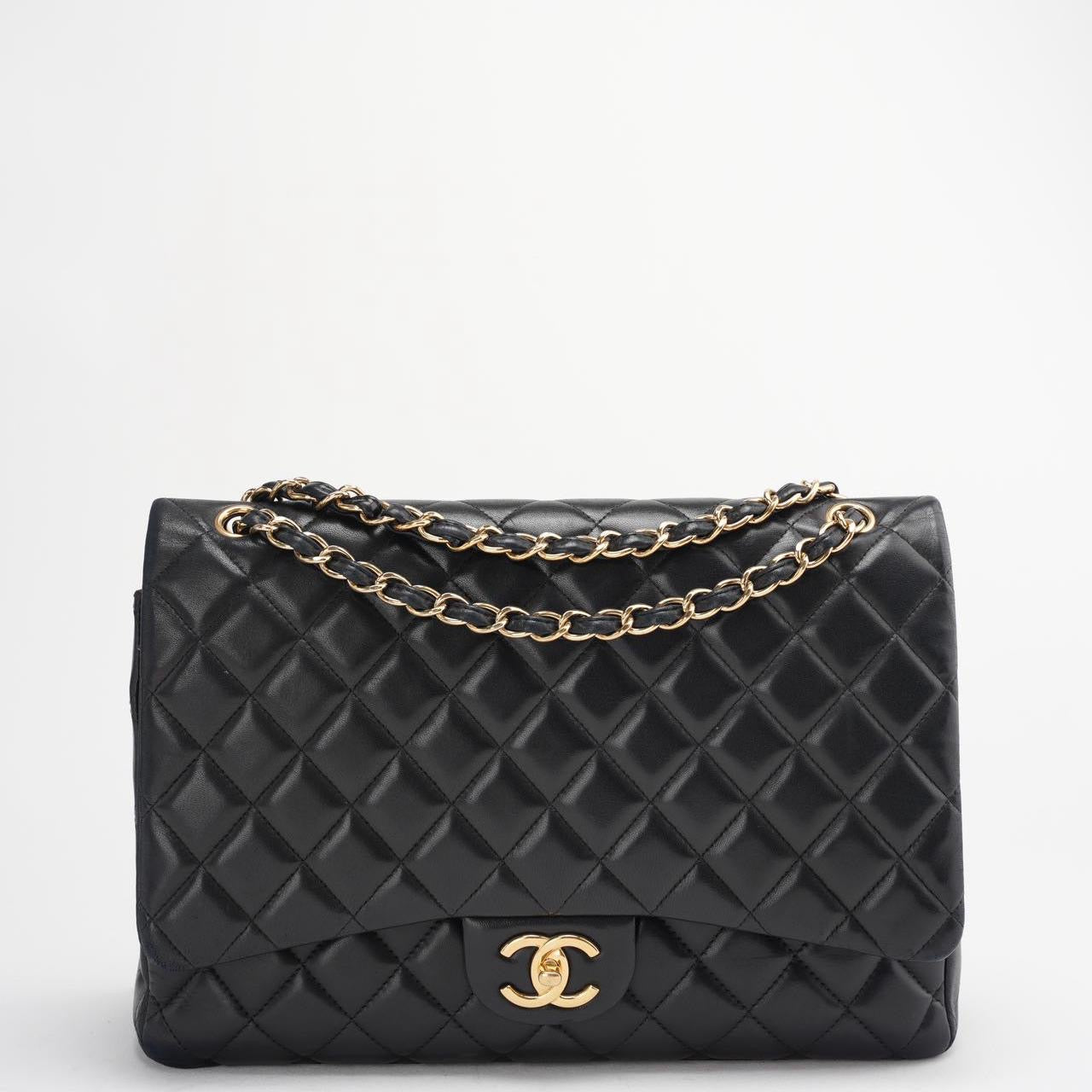 Chanel Black Maxi Classic Double Flap Bag Quilted