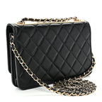Lambskin Quilted Trendy CC Wallet On Chain WOC Black