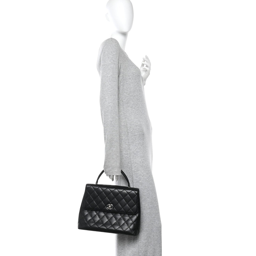 Caviar Quilted Jumbo Kelly Flap Black