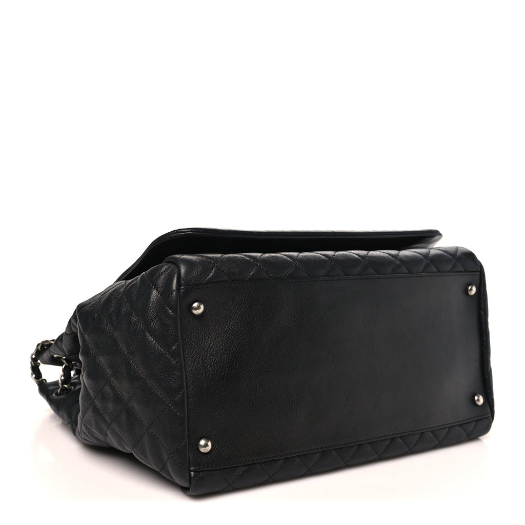 Calfskin Quilted Istanbul Accordion Large Flap Black