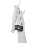 Caviar Chevron Quilted Mini Rectangular Flap Black