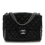 Washed Lambskin Quilted Maxi Chain Around Flap Black