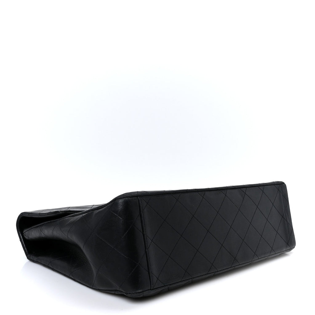 Lambskin Quilted XL Jumbo Single Flap Black