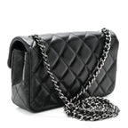 Lambskin Quilted Extra Mini Rectangular Flap Black