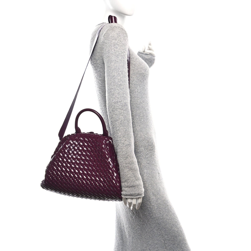 Polished Nappa Intrecciato Small Padded The Handle Tote Mystic