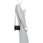 Caviar Quilted Twist Your Buttons Clutch With Chain Black