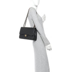 Caviar Quilted Jumbo Double Flap Black