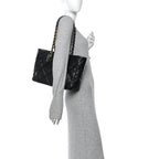 Lambskin Quilted Chanel 19 East West Shopping Bag Black