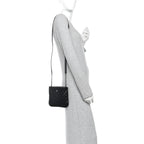 Aged Calfskin Quilted Crossbody Bag Black