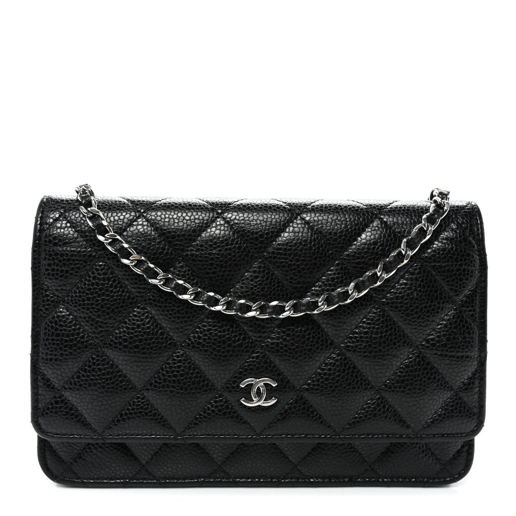 Caviar Quilted Wallet on Chain WOC Black