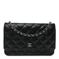 Caviar Quilted Wallet on Chain WOC Black