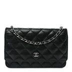 Caviar Quilted Wallet on Chain WOC Black