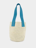 El Viajero Mini Straw Turquoise Leather Bag