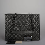 Chanel Grand Shopping Tote Black GST Bag in Caviar Leather with Black Hardware